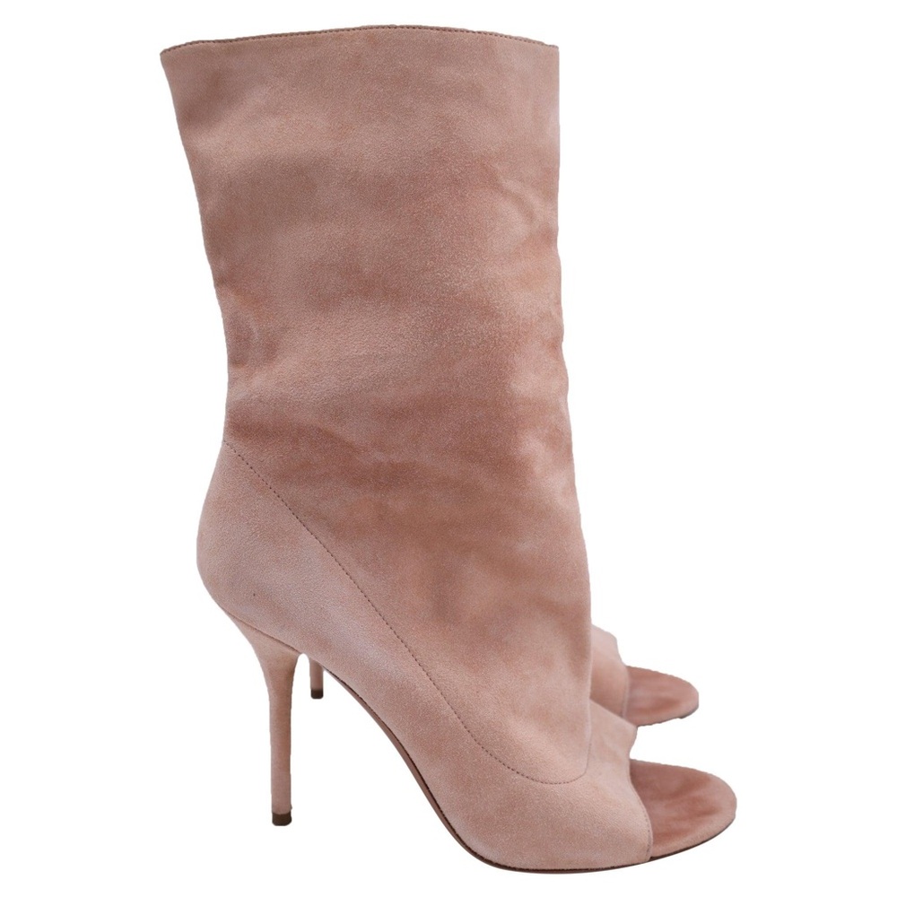Aquazzura Firenze Touche' Bootie 105 High Heel Suede Peep Toe Size 38/US 7.5